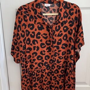 Lularoe Lush Animal Print Button-Up Midi Dress